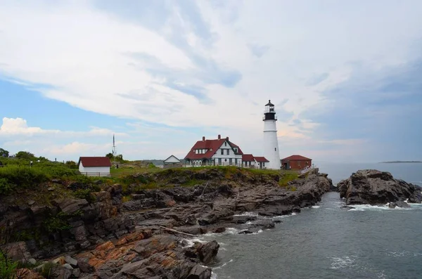 Słynna Latarnia Morska Maine Portland Headlight Cape Elizabeth — Zdjęcie stockowe