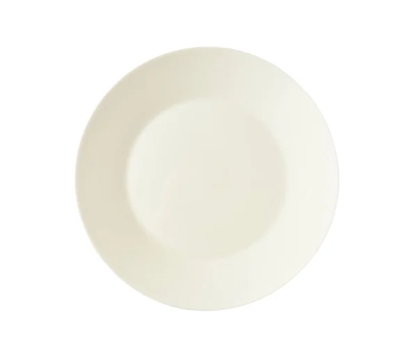 Άδειο Κρεμώδη Πιάτο Απομονωθεί Λευκό — Φωτογραφία Αρχείου