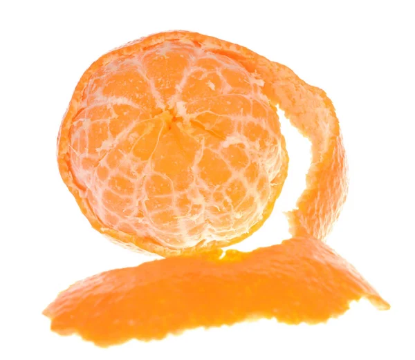 Loupaná Mandarinka Izolované Bílém Pozadí — Stock fotografie