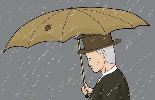 Boční Pohled Muže Držící Poškozený Deštník — Stock fotografie