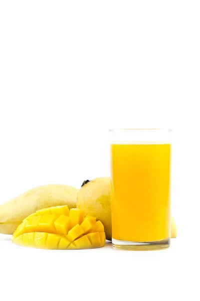 Mango Sap Met Mango Vrucht Witte Achtergrond — Stockfoto