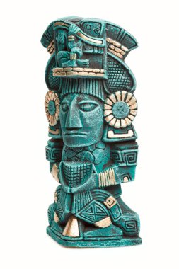 Mayan god statue from Mexico isolated on white background clipart