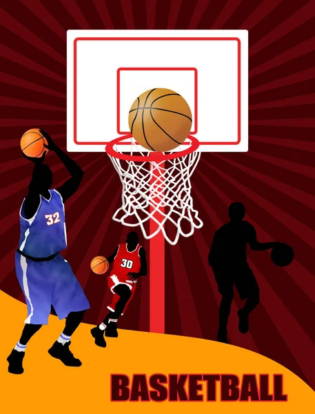 Basketbal Reklamní Plakát Abstraktní Sportovního Zázemí Hráči Ball Vektorové Ilustrace — Stock fotografie