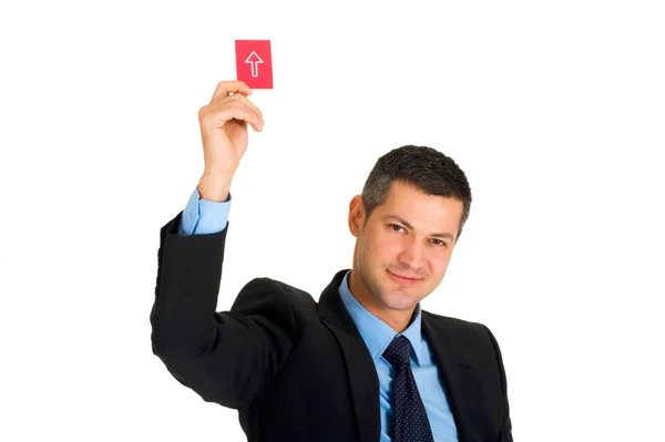 Geschäftsmann Mit Roter Karte — Stockfoto