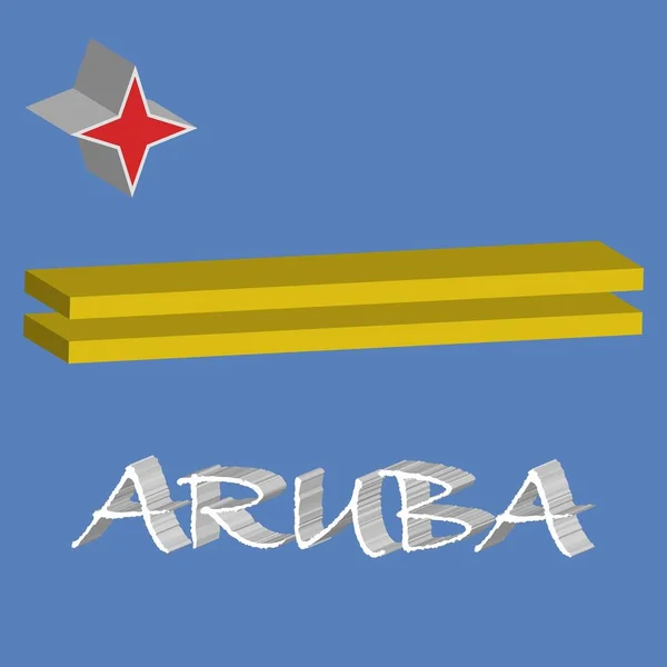 Aruba Bandera Tridimensional Ilustración Abstracta Arte Vectorial — Foto de Stock