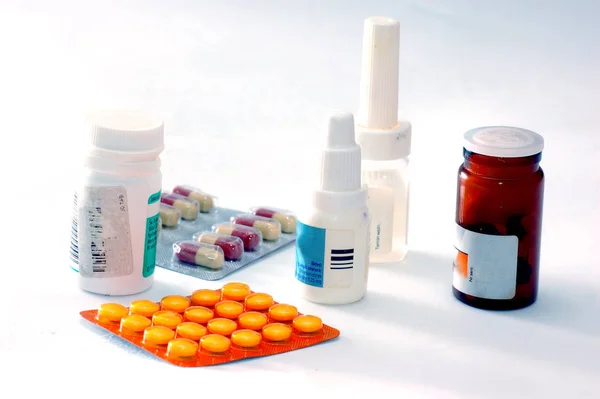 Medicamentos Medicamentos Antecedentes Protección Salud —  Fotos de Stock