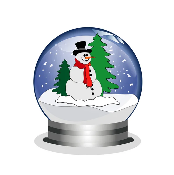 Snowglobe Snowman Illustration White Background — Stock Photo, Image