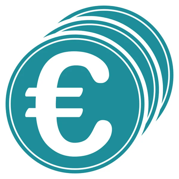 Monedas Euros Estilo Glifo Plano Símbolo Azul Suave Ángulos Redondeados — Foto de Stock