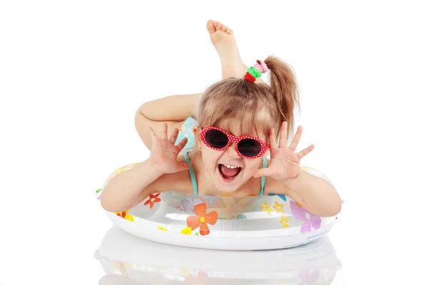 Studio Series Cute Fashion Children Wearing Swimwear Isolated White Background — Stock Photo, Image
