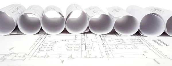 Architektura Planu Rolek Plany Widok Przodu Koncepcja Budynku — Zdjęcie stockowe