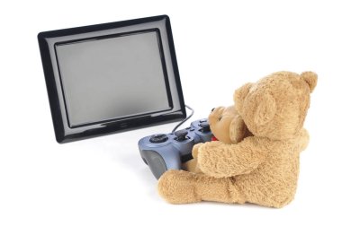 Teddy bears playing video games clipart