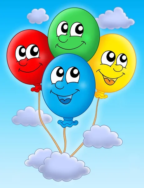 Illustration Couleur Quatre Ballons Colorés — Photo