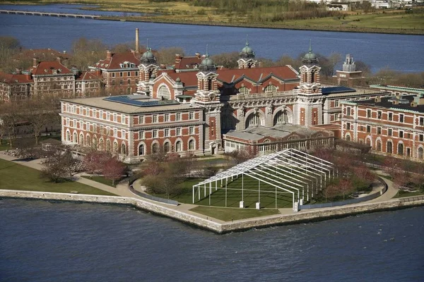 Luchtfoto Van Ellis Island New York City — Stockfoto