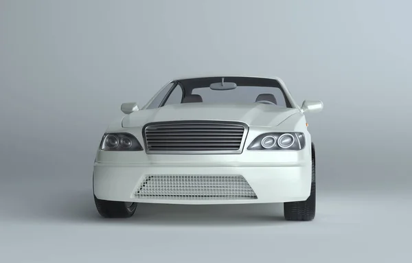 灰色スタジオ背景 白いペイントの車 レンダリング — ストック写真