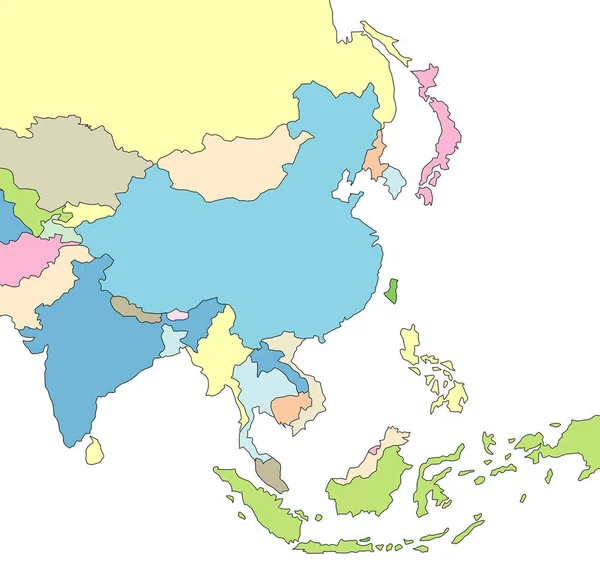 Mapa Esbozado Asia Que Muestra Los Diferentes Países Todo Aislado — Foto de Stock