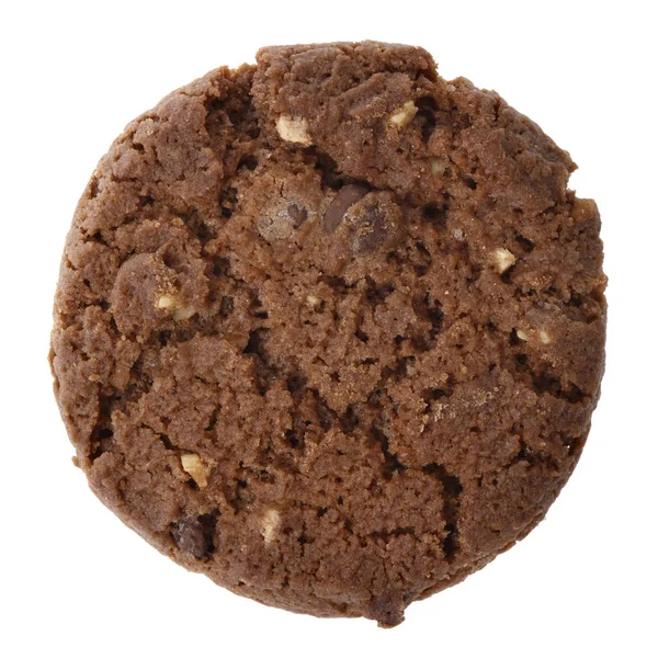 Cookie Mit Schokolade Und Nüssen Isoliert Auf Weiß — Stockfoto