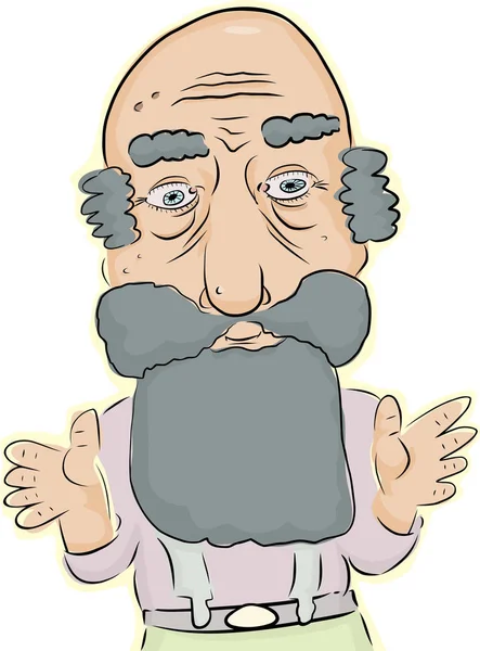 Beyaz Arka Plan Üzerinde Sakallı Saçsız Sakallı Yaşlı Adam — Stok fotoğraf