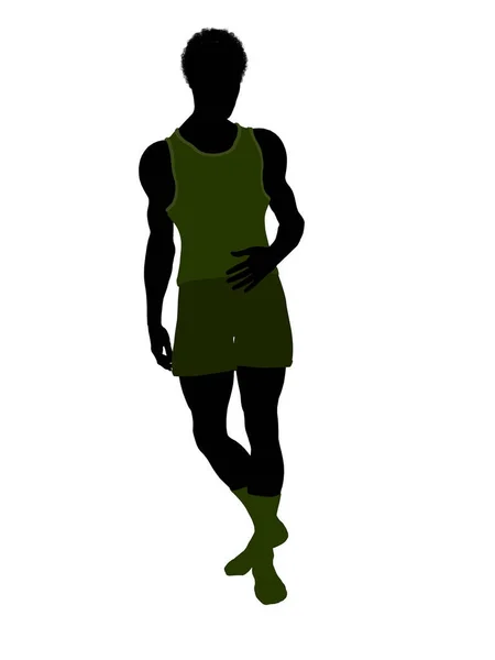 Afrikanisch Amerikanisches Männliches Modell Mit Unterwäsche Illustration Silhouette Auf Weißem — Stockfoto