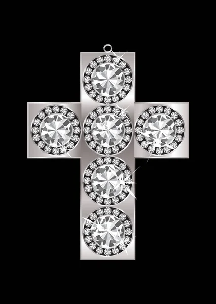 Zilveren Crucifix Hanger Bezet Met Diamanten Een Zwarte Achtergrond — Stockfoto