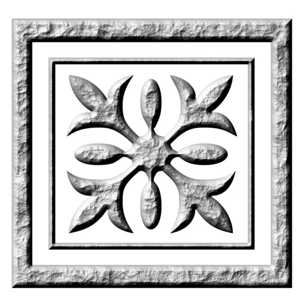 Ornamento Pedra Isolado Branco — Fotografia de Stock