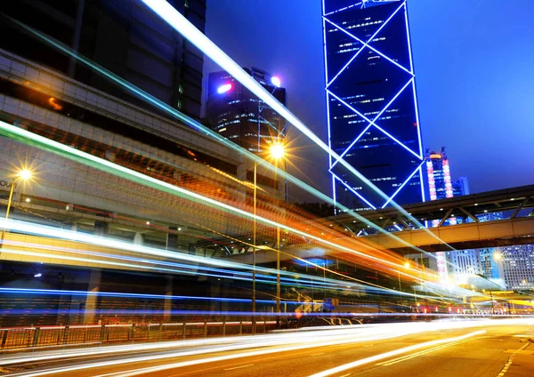 Traffico Cittadino Notte Hong Kong — Foto Stock
