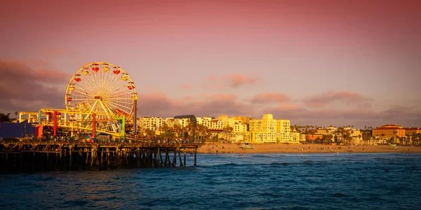 Reuzenrad Een Pier Santa Monica Pier Santa Monica Los Angeles — Stockfoto