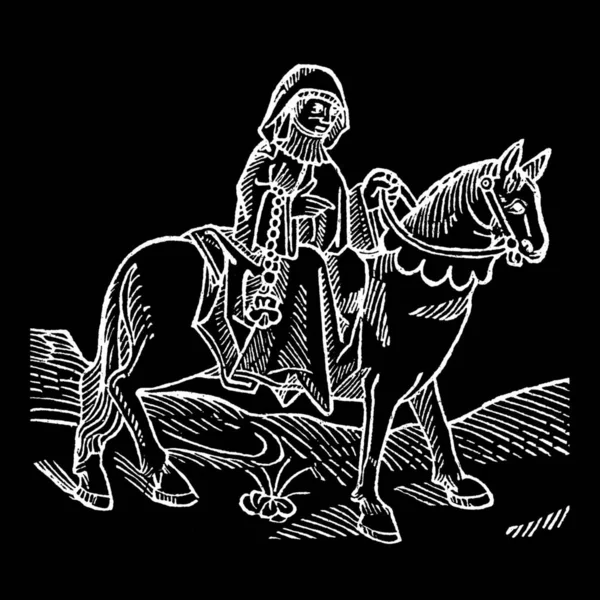 Den Primat Från Canterbury Tales Geoffrey Chaucer Woodcut Från Caxtons — Stockfoto