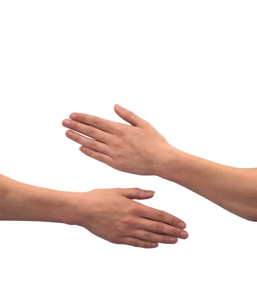Δύο Χέρια Απομονωμένα Λευκό Φόντο — Φωτογραφία Αρχείου