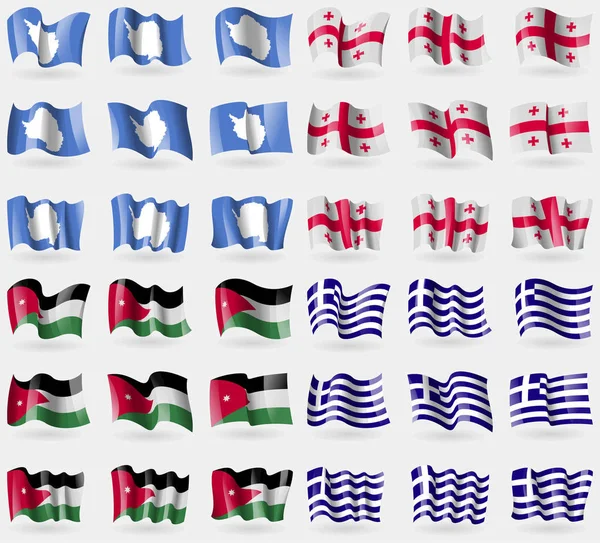 Antártida Georgia Jordania Grecia Conjunto Banderas Los Países Del Mundo — Foto de Stock