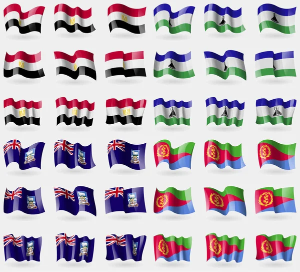 Egypt Lesothe Falkland Islands Eritrea Conjunto Banderas Los Países Del — Foto de Stock