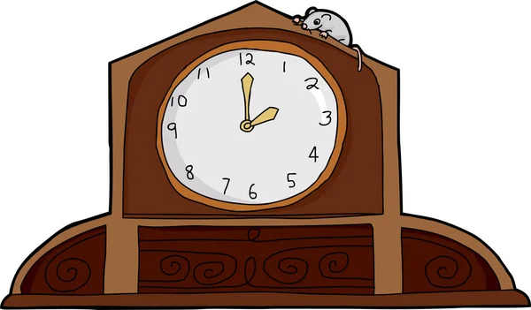 Karikatura Myši Zdobené Hodiny Pláště — Stock fotografie