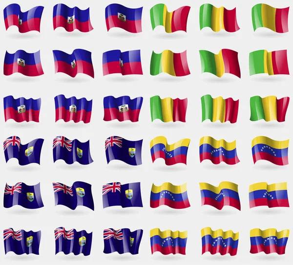 Haití Malí Santa Elena Venezuela Conjunto Banderas Los Países Del — Foto de Stock