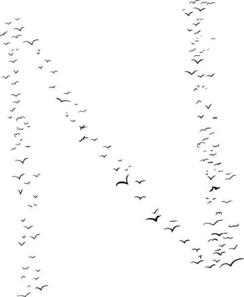 Illustrazione Uno Stormo Uccelli Forma Lettera — Foto Stock