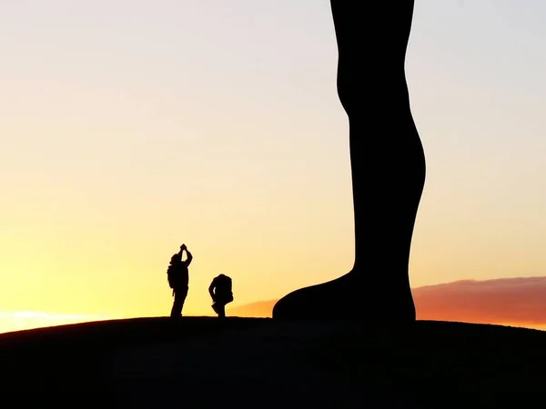 Angel North Landmark Gateshead Newcastle Sunset People — Stock Photo, Image