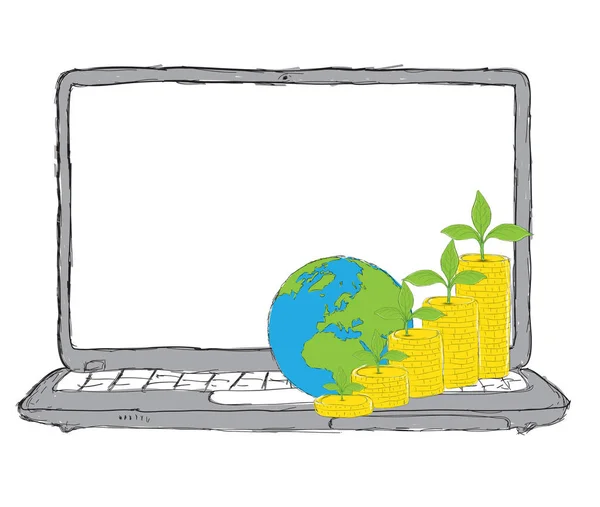 Laptop Money Web Business Concept — Stock Photo, Image