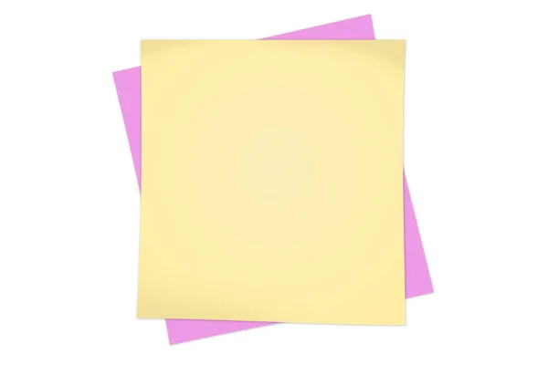 Бланк Желтые Розовые Ноты Белом Фоне — стоковое фото