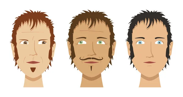 Uma Imagem Três Faces Masculinas Diferentes — Fotografia de Stock