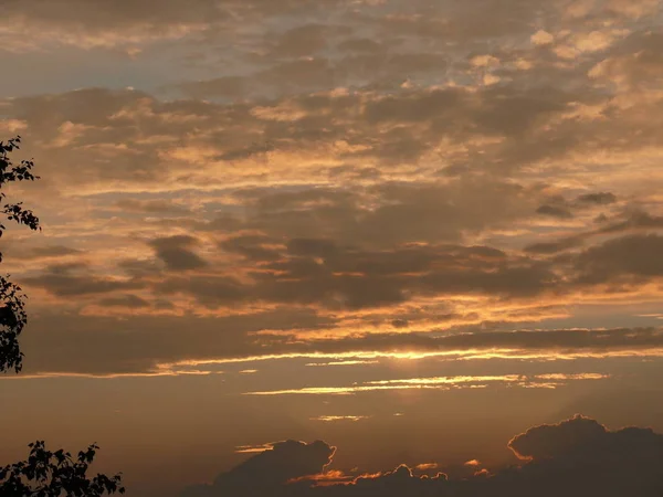 Coucher Soleil Orange Dans Ciel — Photo