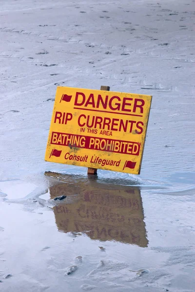 Ein Warnendes Schild Einem Strand Ballybunion Irland — Stockfoto