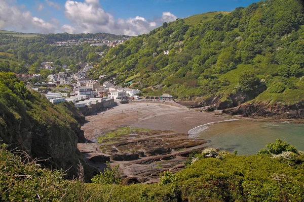 Hele Una Baia Sul Mare Case Alla Periferia Ilfracombe Nel — Foto Stock