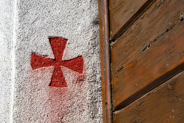 Kříž Sumirago Lombardie Itálie Varese Abstraktní Stěna Kostel Zlomil Brike — Stock fotografie