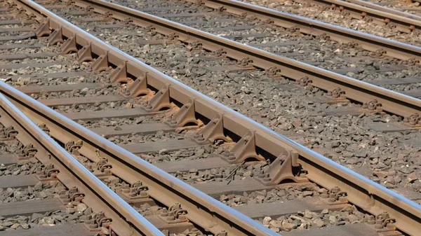 Деталь Железнодорожных Путей Поездов Соотношение Сторон — стоковое фото