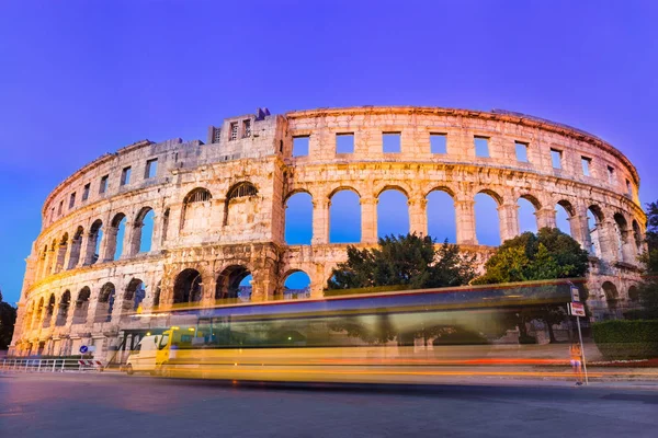 Римський Амфітеатр Пулі Хорватія Стріляв Сутінках Він Був Побудований Роках — стокове фото