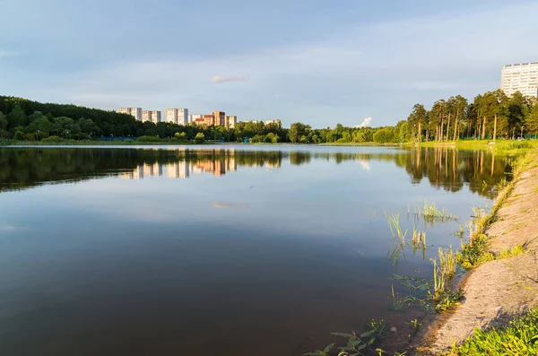 Lac École Dans Lumière Coucher Soleil Zelenograd Moscou Russie — Photo