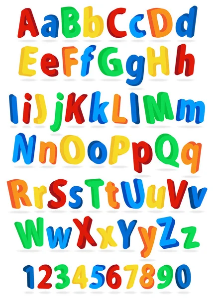 Zabawa Kolorowe Litery Alfabetu Cyfry Wektor Ilustracja — Zdjęcie stockowe