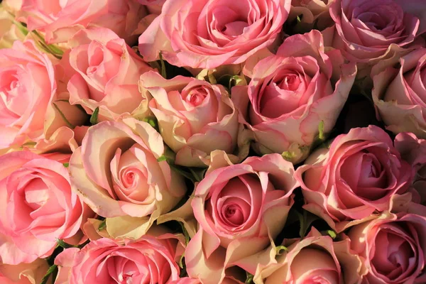 Roze Rozen Een Geheel Roze Bruiloft Arrangement — Stockfoto