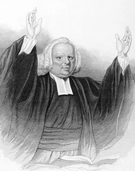 John Wesley 1703 1791 Predicava Una Bibbia Aperta Sull Incisione — Foto Stock