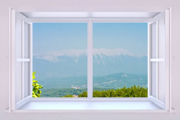 Nature Window Render Inserted Photo — Stock Photo, Image