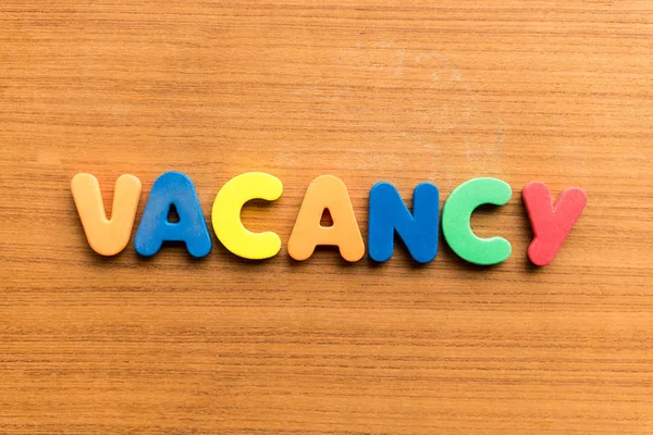 Vacancy Colorful Word Wooden Background Colorful Word Wooden Background — Stock Photo, Image