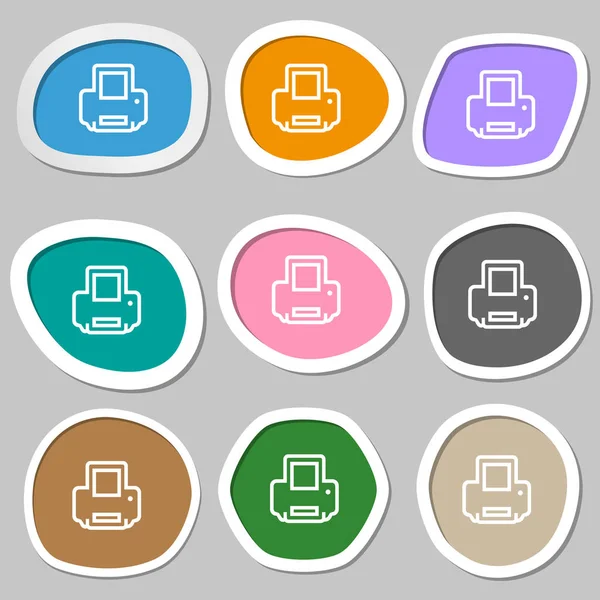 Impresión Símbolos Icono Pegatinas Papel Multicolor Ilustración —  Fotos de Stock